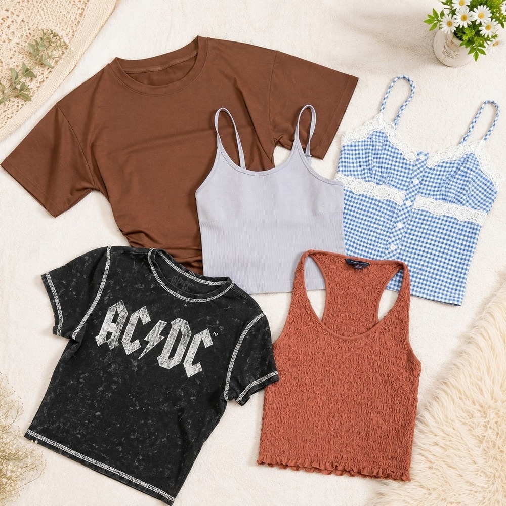 Curated It Girl Aesthetic Top Bundle 5 Pieces Women's Small Y2K Grunge Coquette